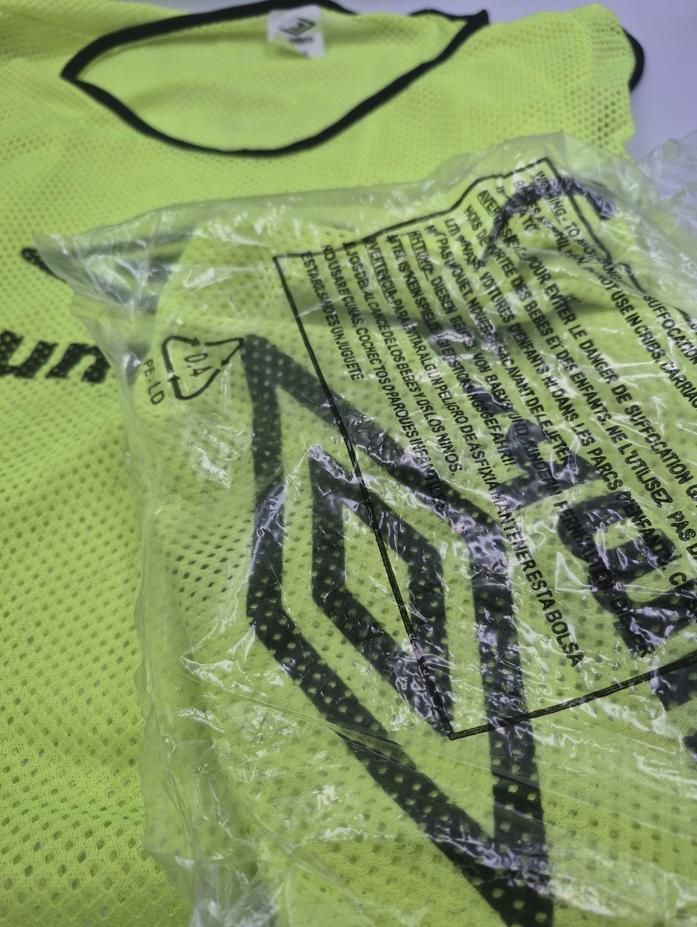 2 Adult High-Visibility Neon Yellow Mesh Training Bib. Never Worn.